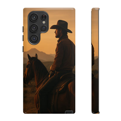 Western Cowboy Sunset Phone Case | Horse Rider Desert Aesthetic Tough Protective Case