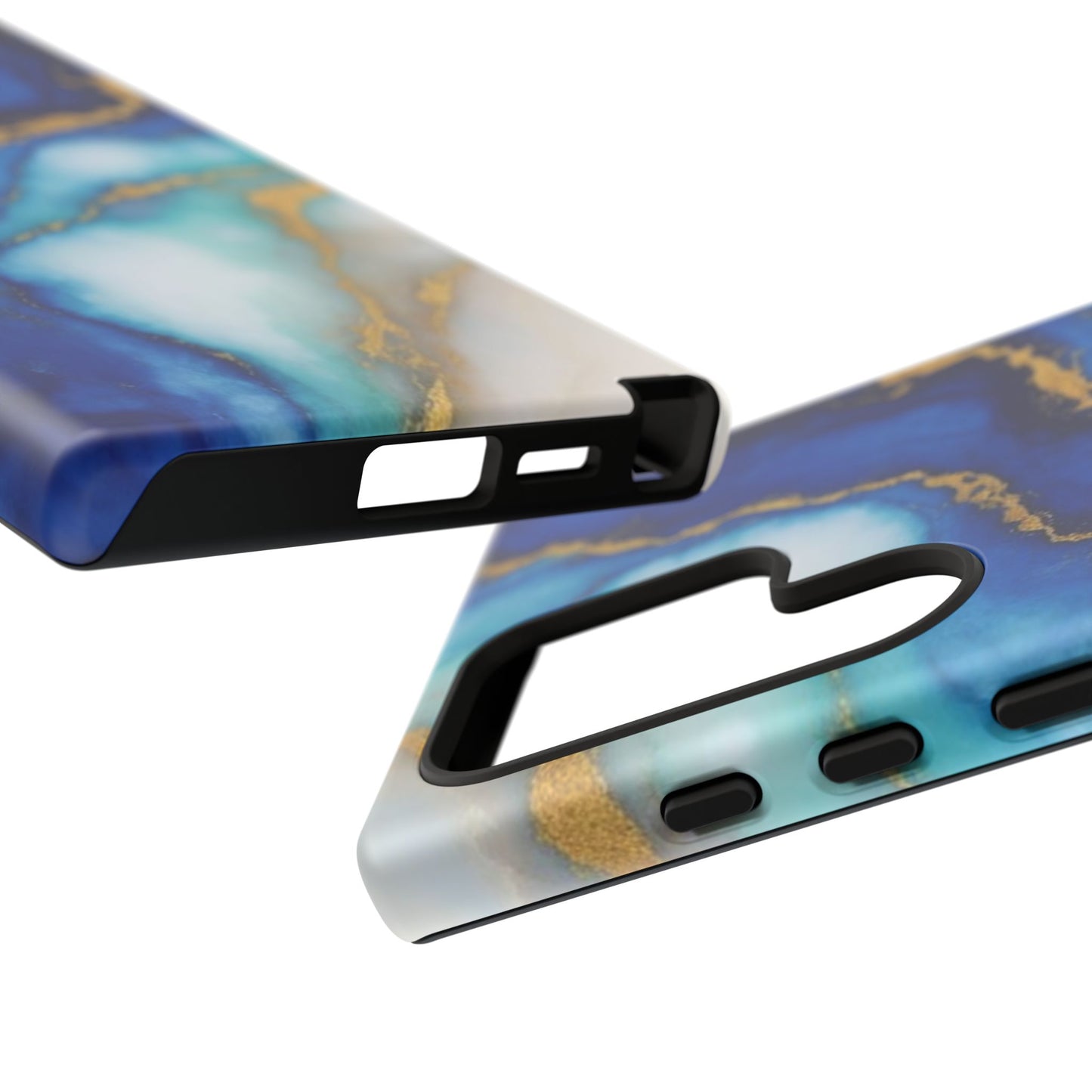 Blue & Gold Marble Phone Case – Luxury Resin Art Tough Case (iPhone, Samsung, Pixel)