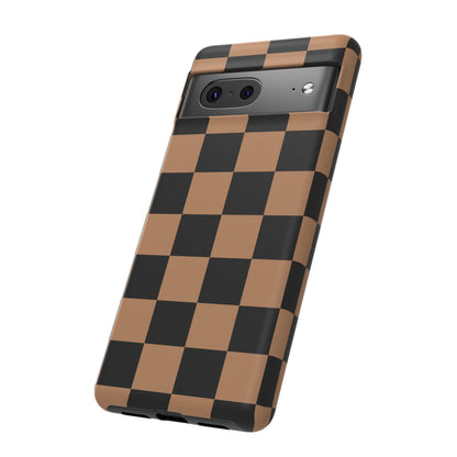 Brown Checkerboard Phone Case | Aesthetic Tough Protective Case
