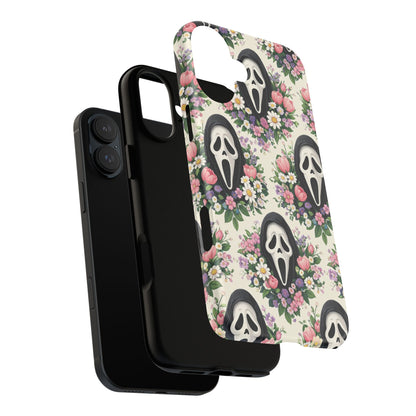 Floral Ghost Face Aesthetic Phone Case – Cute Spooky Tough Cover