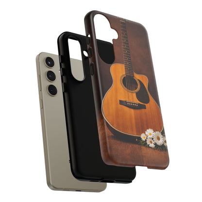 Acoustic Guitar Daisy Phone Case | Rustic Music Lover Tough Cover