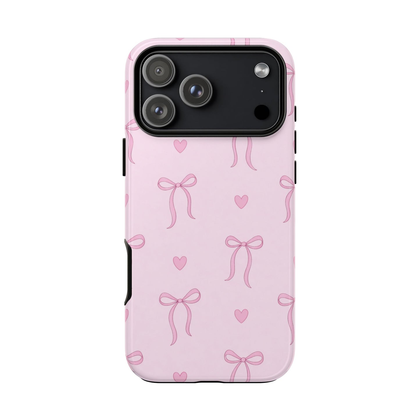 Pink Bow Heart Aesthetic Phone Case – Coquette Cute Tough Cover