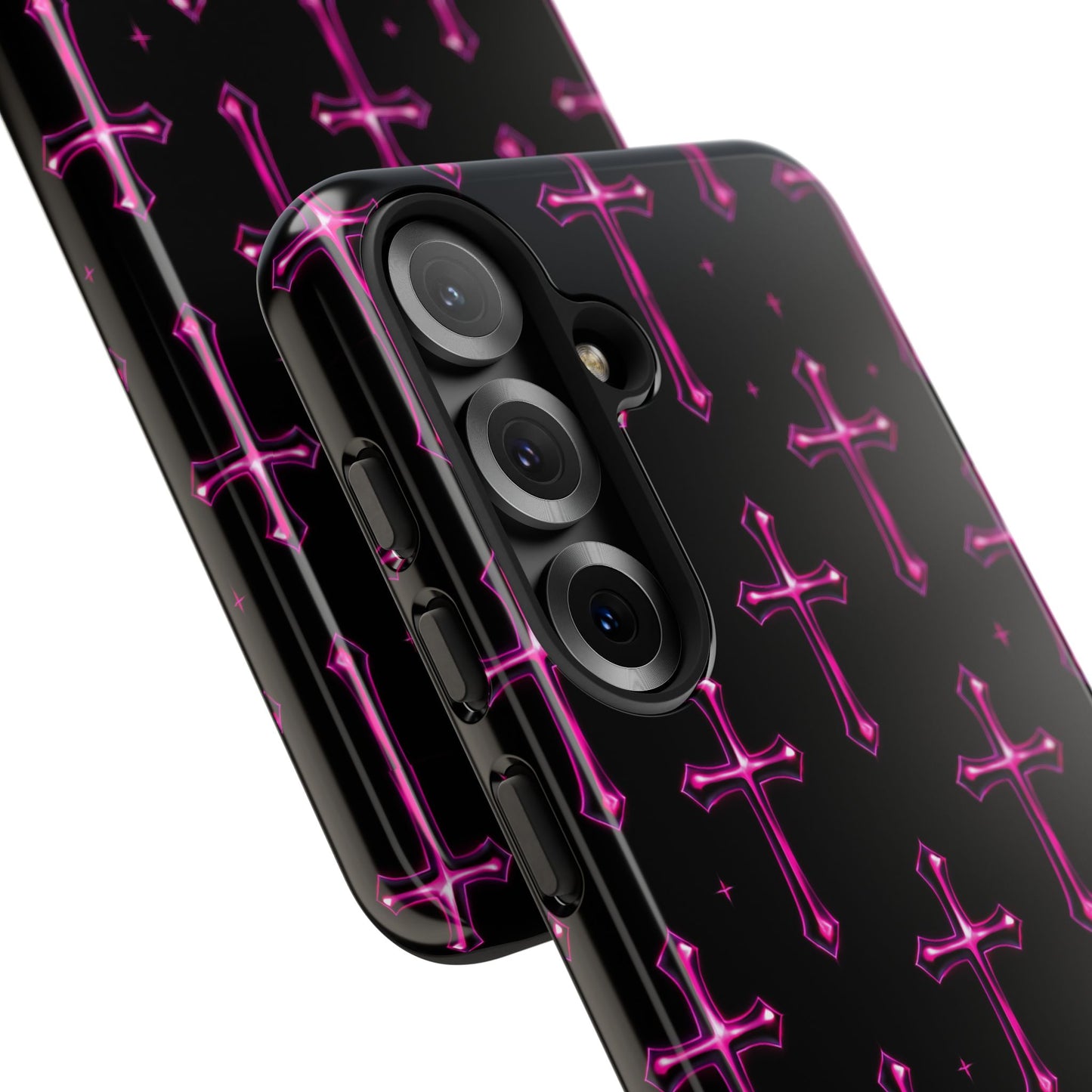 Neon Pink Cross Pattern Phone Case | Tough Protective Case for Iphone, Samsung Galaxy and Pixel
