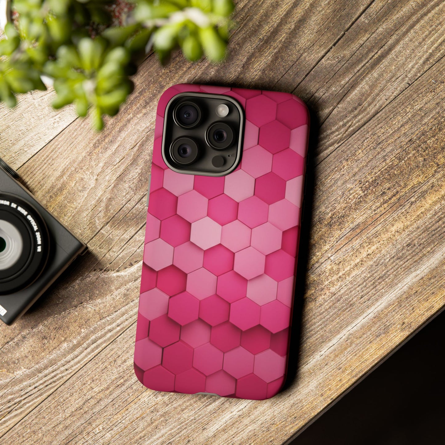 Hot Pink Hexagon Phone Case | Honeycomb Geometric Aesthetic | Cute Pink iPhone & Samsung Tough Protective Case