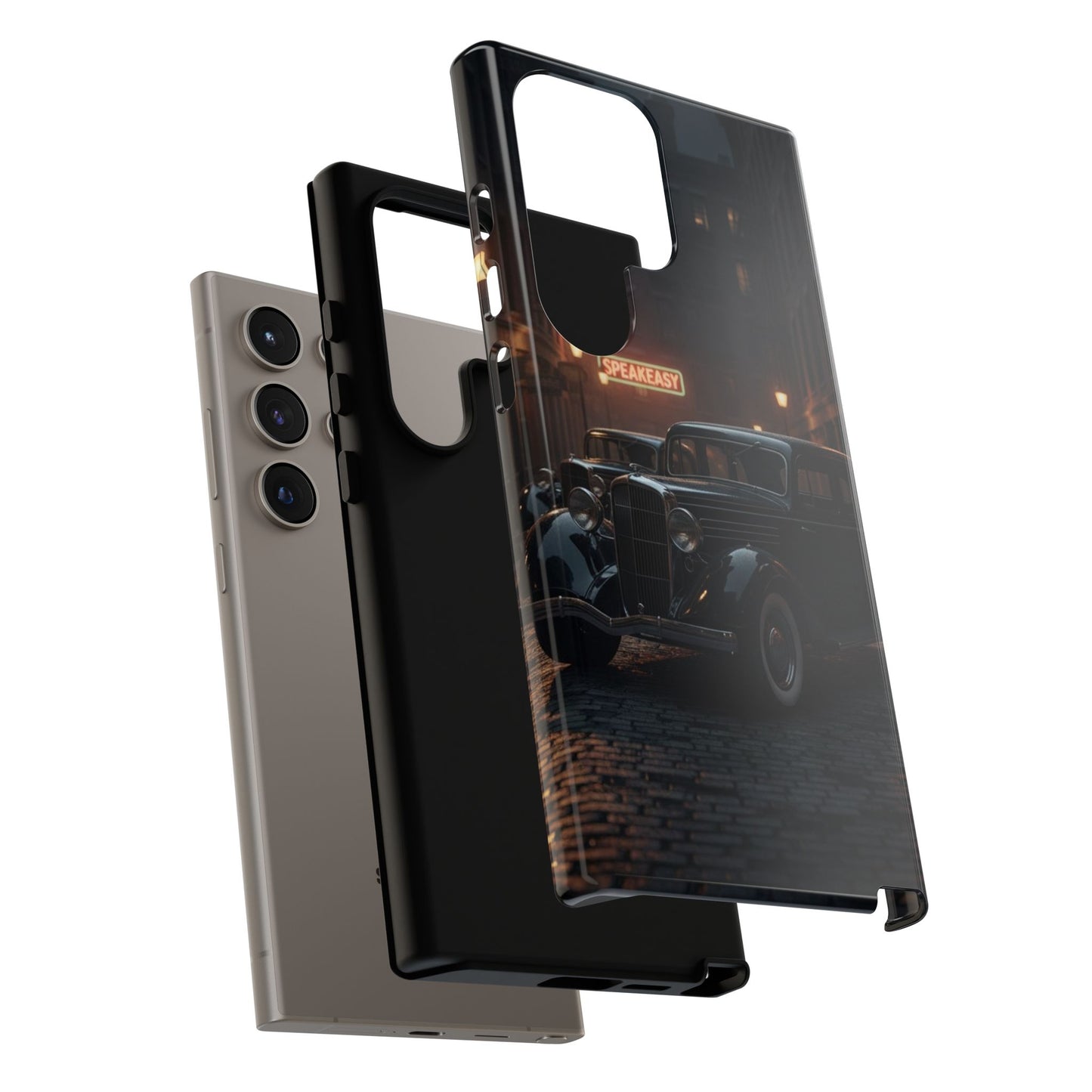 Vintage Classic Car Phone Case | Retro Noir Aesthetic | 1930s Street Scene Tough Case for iPhone & Samsung