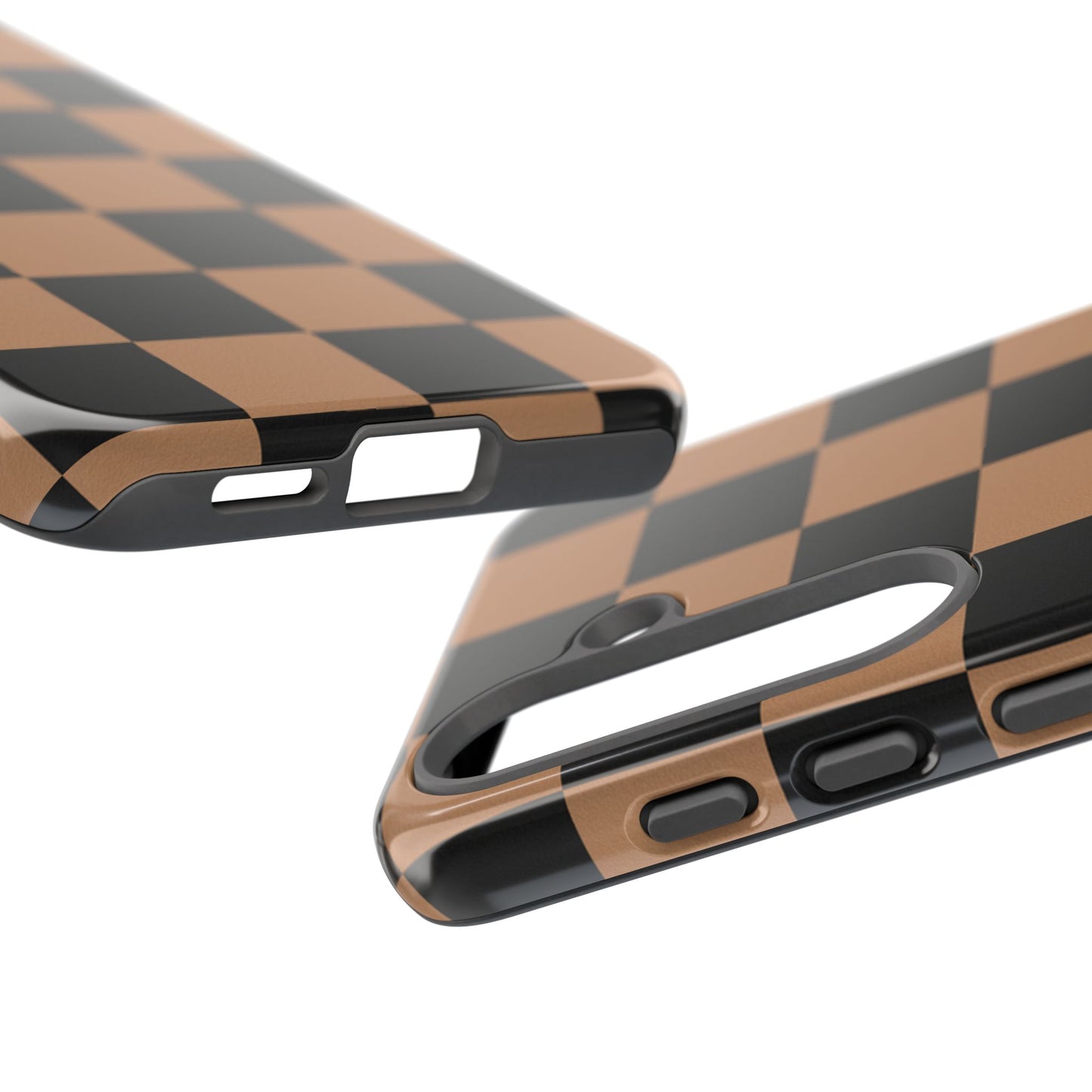 Brown Checkered Phone Case | Aesthetic Checkerboard iPhone & Samsung Tough Case