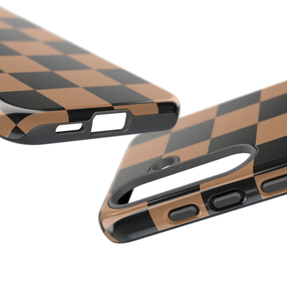 Brown Checkered Phone Case | Aesthetic Checkerboard iPhone & Samsung Tough Case