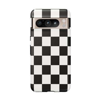 Black & White Checkerboard Phone Case – Classic Aesthetic Tough Protective Case for Iphone, Samsung Galaxy and Pixel