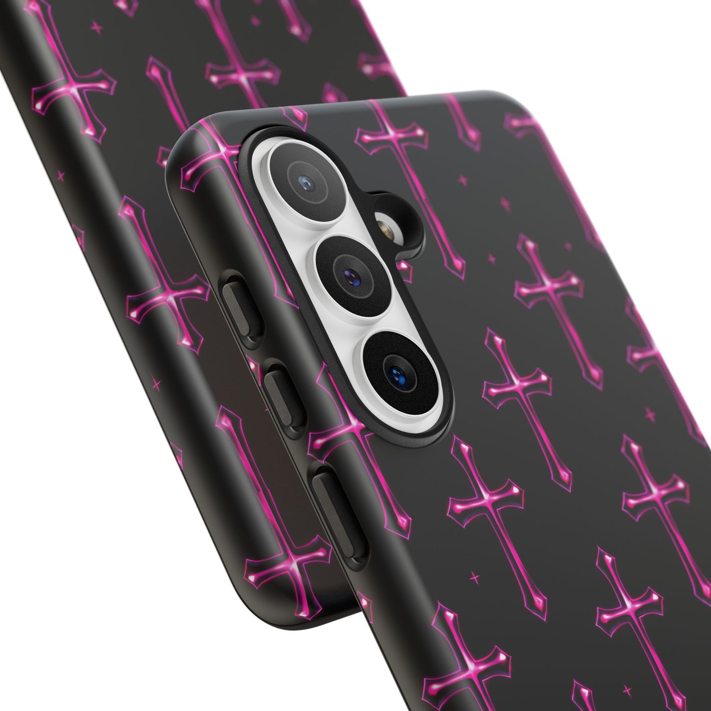 Neon Pink Cross Pattern Phone Case | Tough Protective Case for Iphone, Samsung Galaxy and Pixel