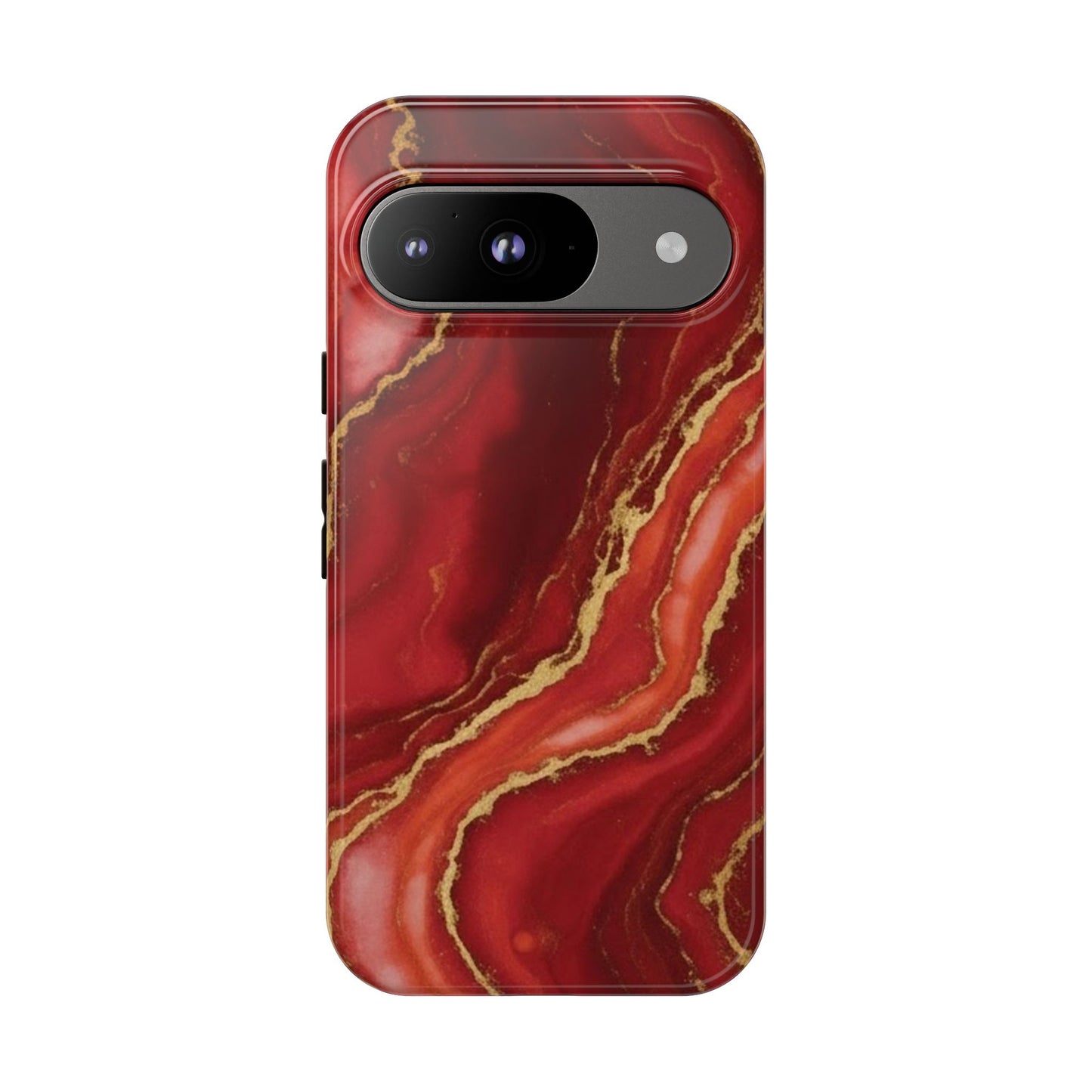 Red Agate Marble Phone Case with Gold Veins – Luxury Tough iPhone & Samsung Case