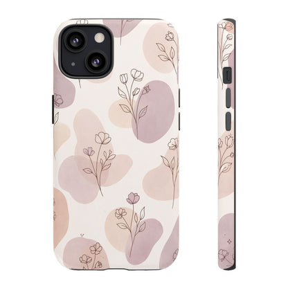 Blush Floral Phone Case Neutral Botanical Watercolor Tough Cover