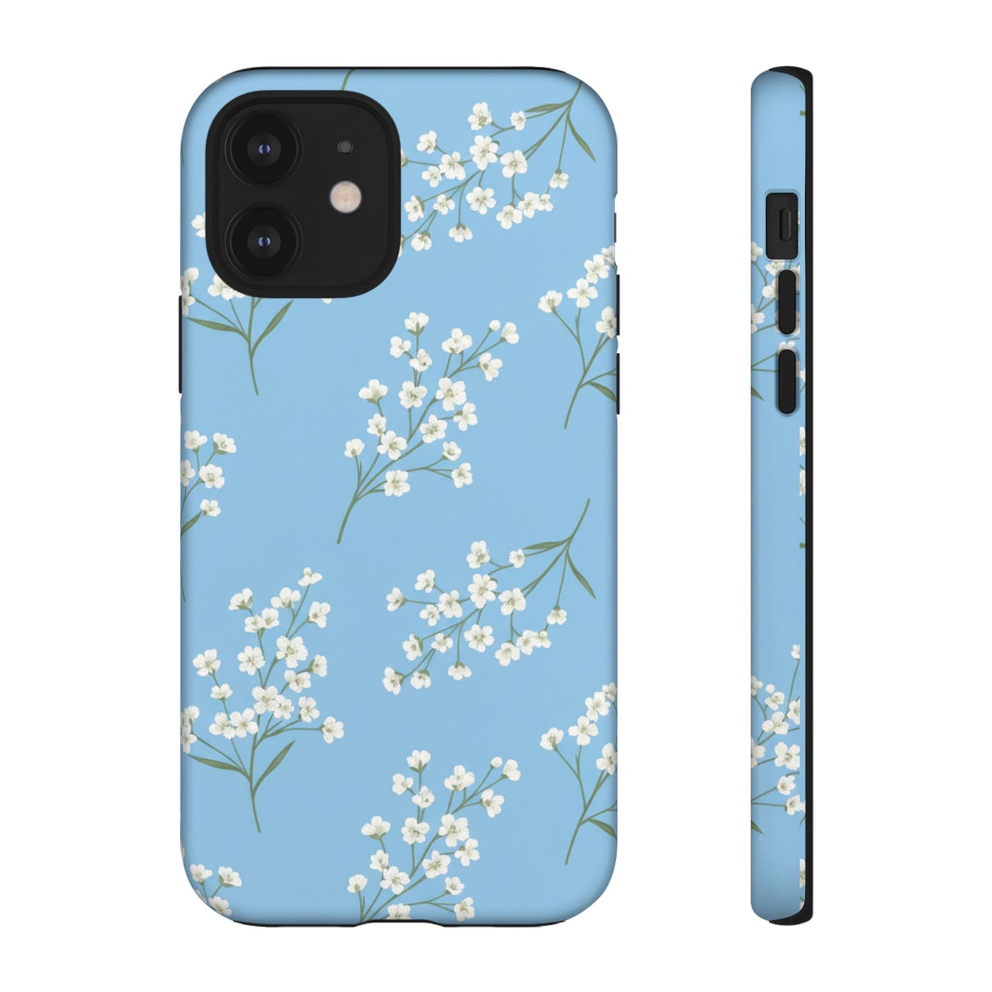 Baby’s Breath Floral Phone Case – Blue Minimal Flower Aesthetic Tough Case