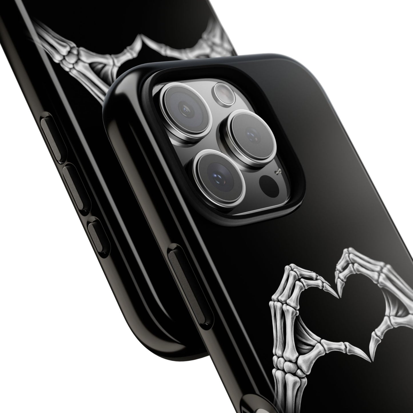 Skeleton Hands Heart Phone Case | Gothic Black Protective Cover