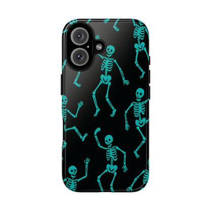 Dancing Teal Skeletons Phone Case | Tough Protective Case for Iphone, Samsung Galaxy and Pixel