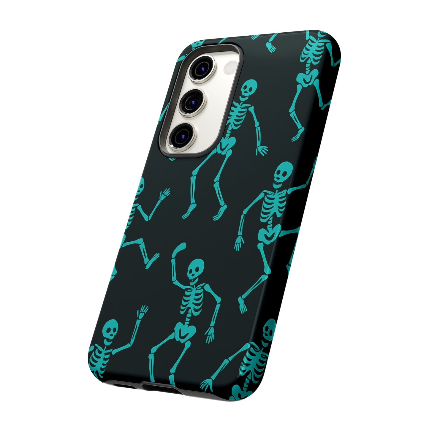 Dancing Teal Skeletons Phone Case | Tough Protective Case for Iphone, Samsung Galaxy and Pixel