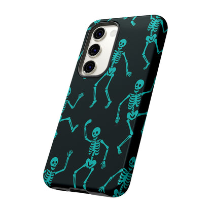 Dancing Teal Skeletons Phone Case | Tough Protective Case for Iphone, Samsung Galaxy and Pixel