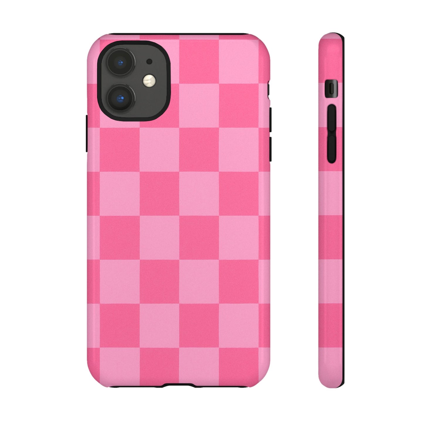 Pink Checkerboard Phone Case – Cute Aesthetic Tough Case for iPhone & Samsung