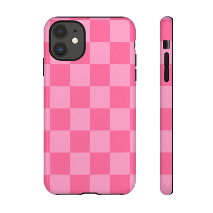 Pink Checkerboard Phone Case – Cute Aesthetic Tough Case for iPhone & Samsung