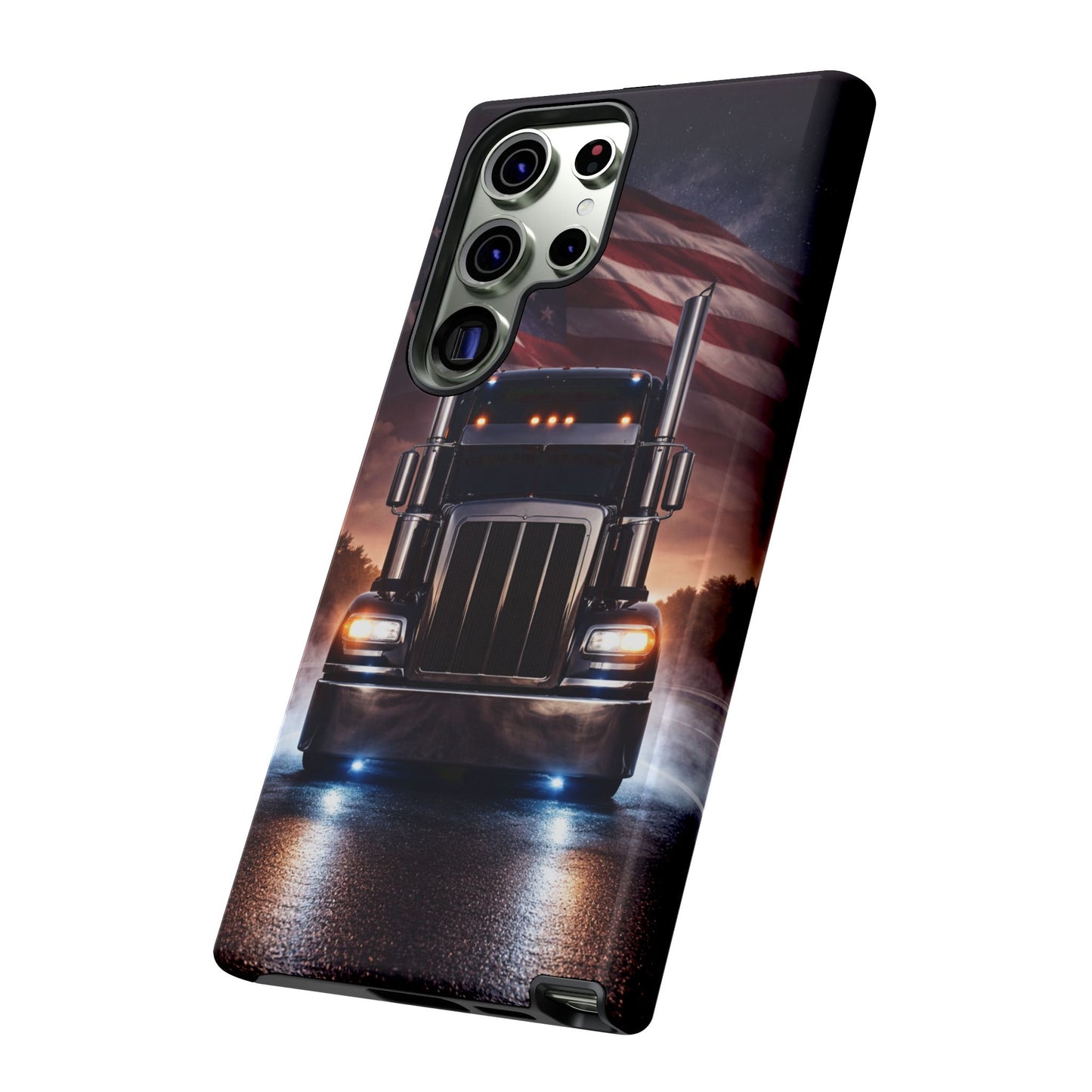 Semi Truck Phone Case American Flag Big Rig Trucker Gift iPhone Samsung