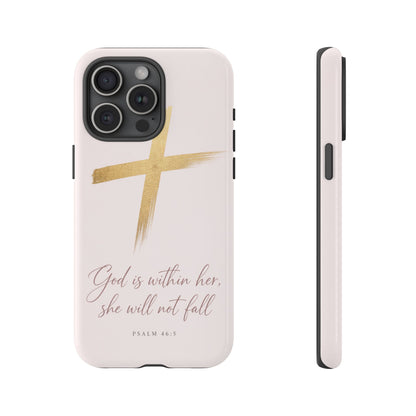 Psalm 46:5 God Is Within Her Christian Cross Phone Case Faith Gift