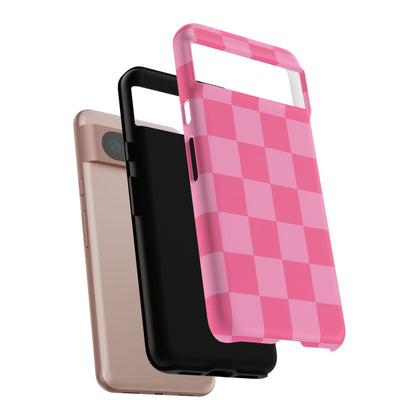 Pink Checkerboard Phone Case – Cute Aesthetic Tough Case for iPhone & Samsung