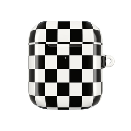 Checkerboard AirPod Case – Black & White Retro Pattern