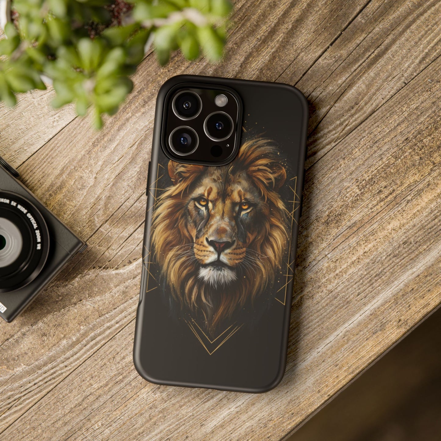 Majestic Lion Phone Case – Black Gold Luxury Lion Art Tough Protective Case