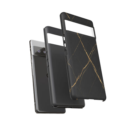 Black Marble Phone Case with Gold Veins | Minimal Luxury Tough Case