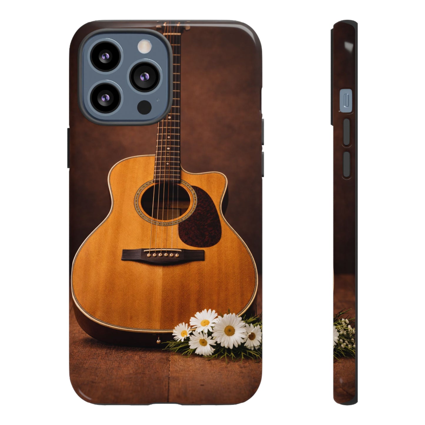 Acoustic Guitar Daisy Phone Case | Rustic Music Lover Tough Cover