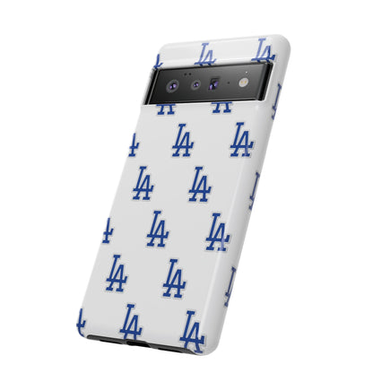 Blue LA Monogram Pattern Phone Case | Minimal Baseball Inspired Tough Cover