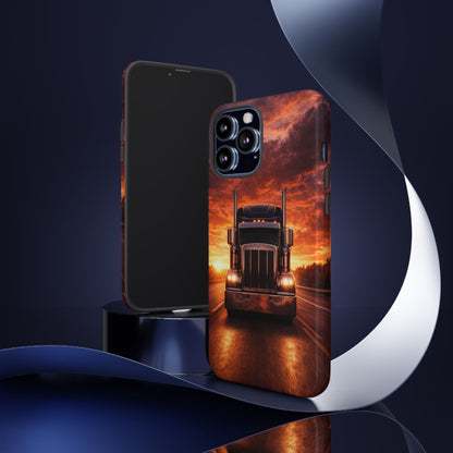 Big Rig Truck Phone Case Sunset Highway Semi Truck iPhone Samsung Cover