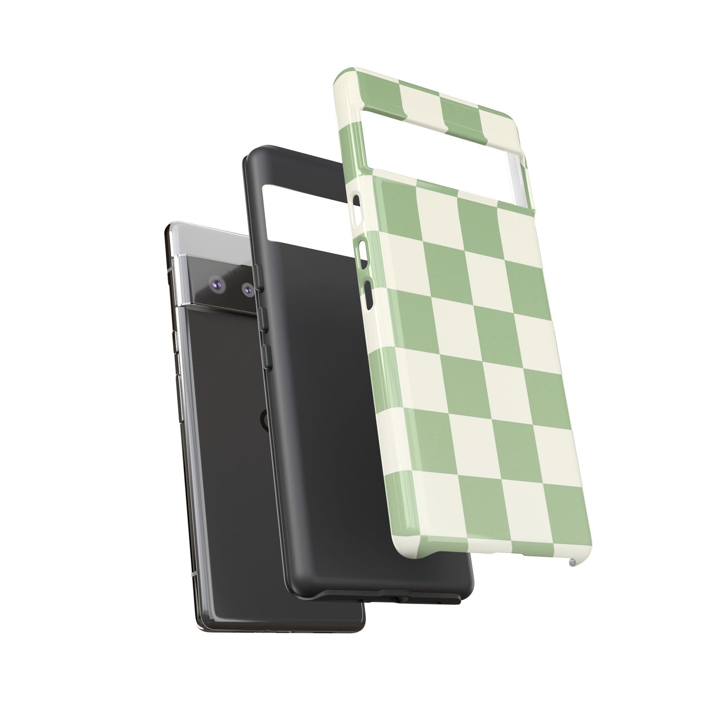 Sage Green Checkerboard Phone Case | Minimal Aesthetic Checkered iPhone & Samsung Tough Case