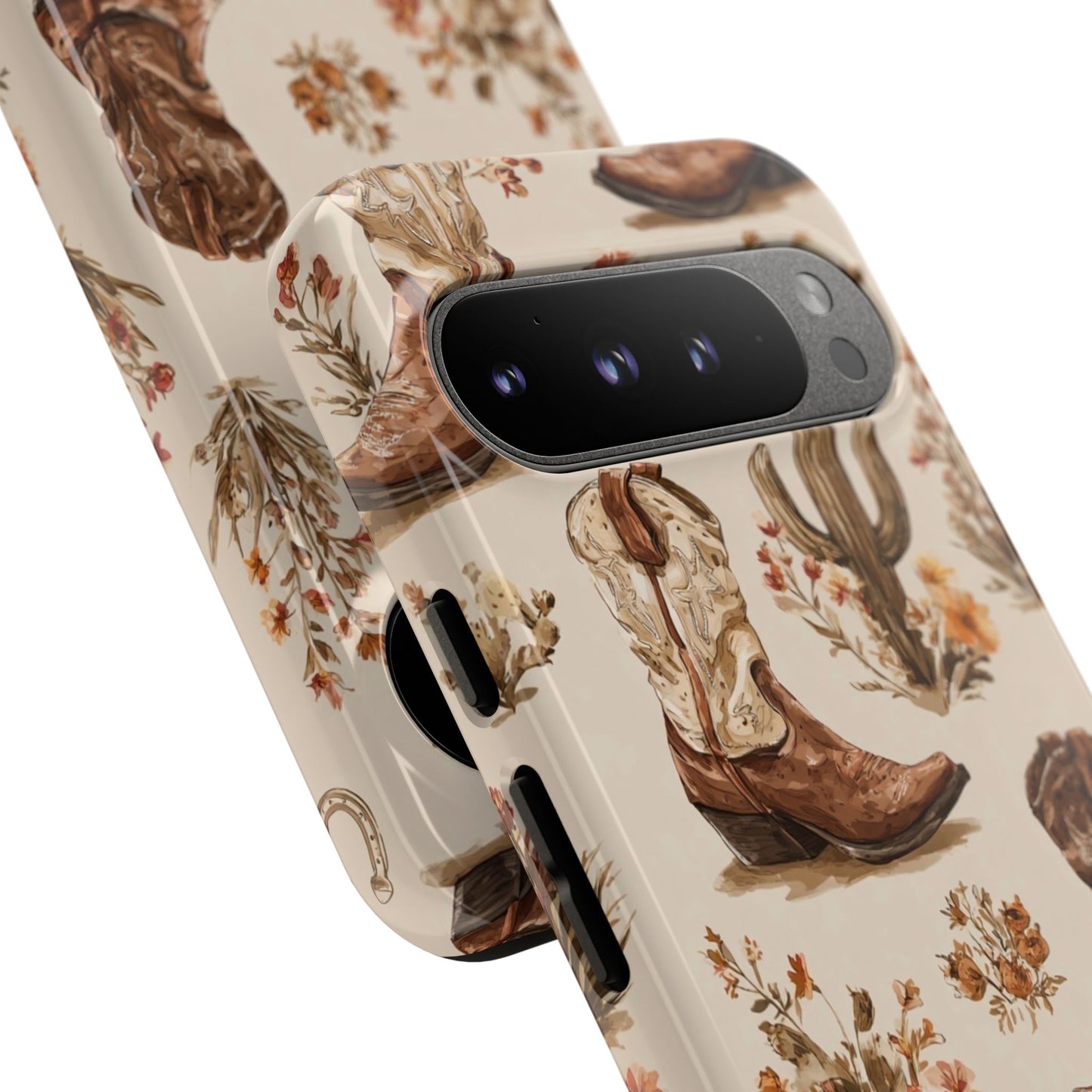 Cowboy Boots Western Phone Case Rustic Cowgirl Cactus Floral iPhone Samsung Pixel