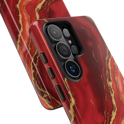 Red Agate Marble Phone Case – Gold Vein Luxury Stone Tough Case (iPhone, Samsung, Pixel)