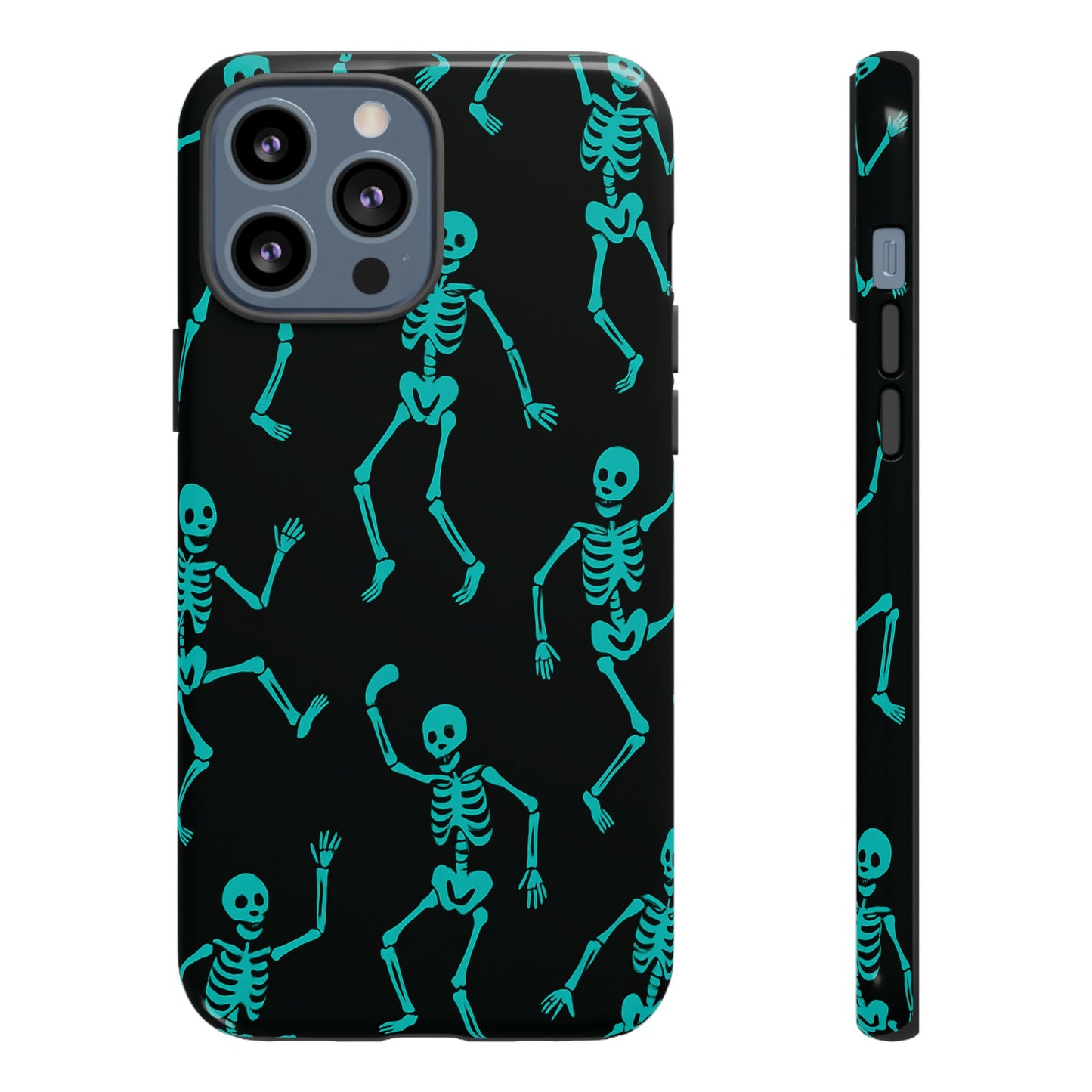 Dancing Teal Skeletons Phone Case | Tough Protective Case for Iphone, Samsung Galaxy and Pixel