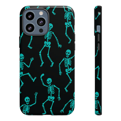 Dancing Teal Skeletons Phone Case | Tough Protective Case for Iphone, Samsung Galaxy and Pixel