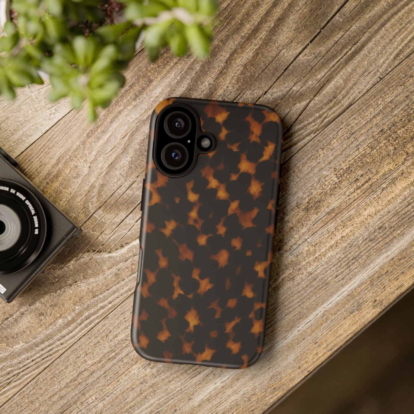 Tortoiseshell Pattern Tough Phone Case | Classic Leopard-Style Protective Cover
