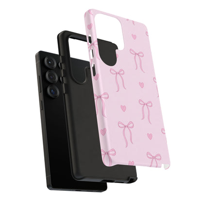Pink Bow Heart Aesthetic Phone Case – Coquette Cute Tough Cover
