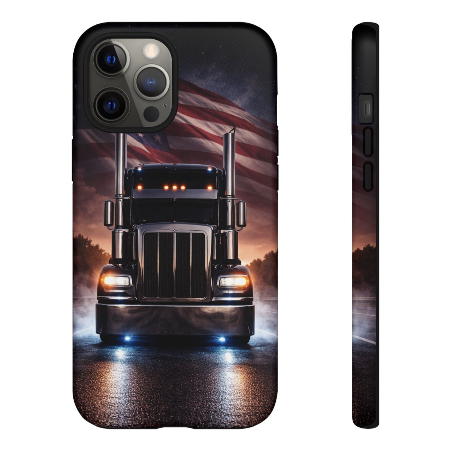 Semi Truck Phone Case American Flag Big Rig Trucker Gift iPhone Samsung