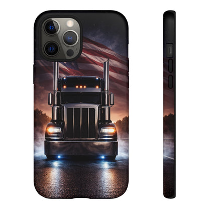 Semi Truck Phone Case American Flag Big Rig Trucker Gift iPhone Samsung