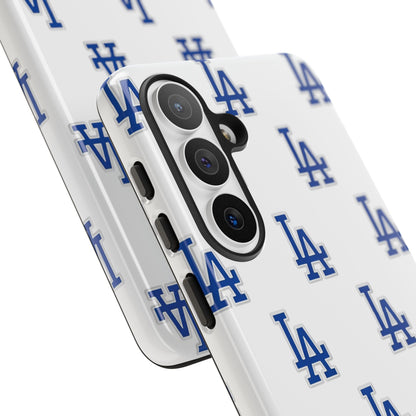 Blue LA Monogram Pattern Phone Case | Minimal Baseball Inspired Tough Cover