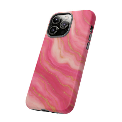 Pink Marble Phone Case | Rose Gold Swirl Aesthetic Tough Protective Case