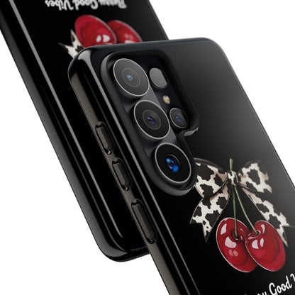 Cherry Cow Print Phone Case | Coquette Bow Aesthetic iPhone & Samsung Tough Case