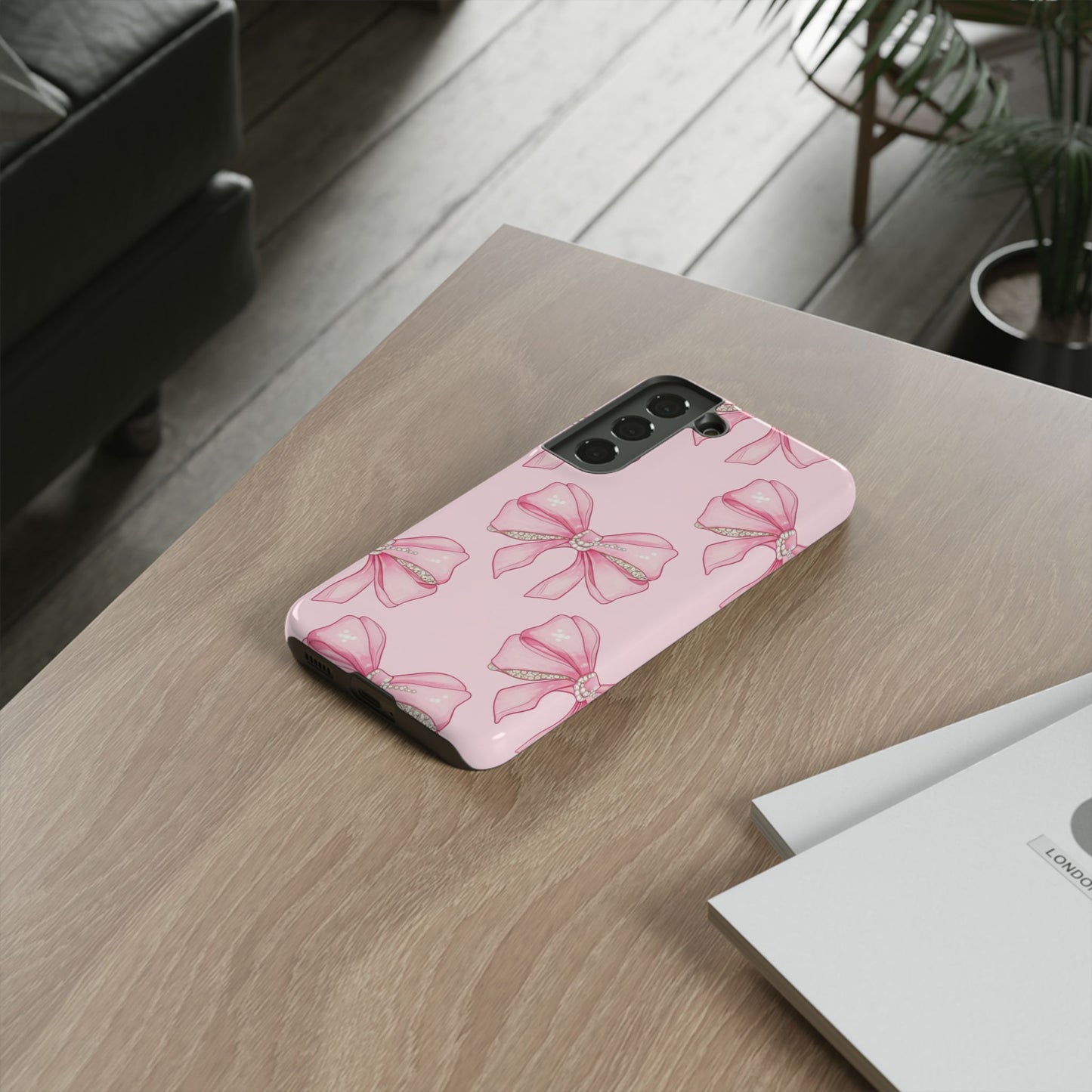 Pink Bow Pattern Phone Case | Coquette Aesthetic Tough Protective Case