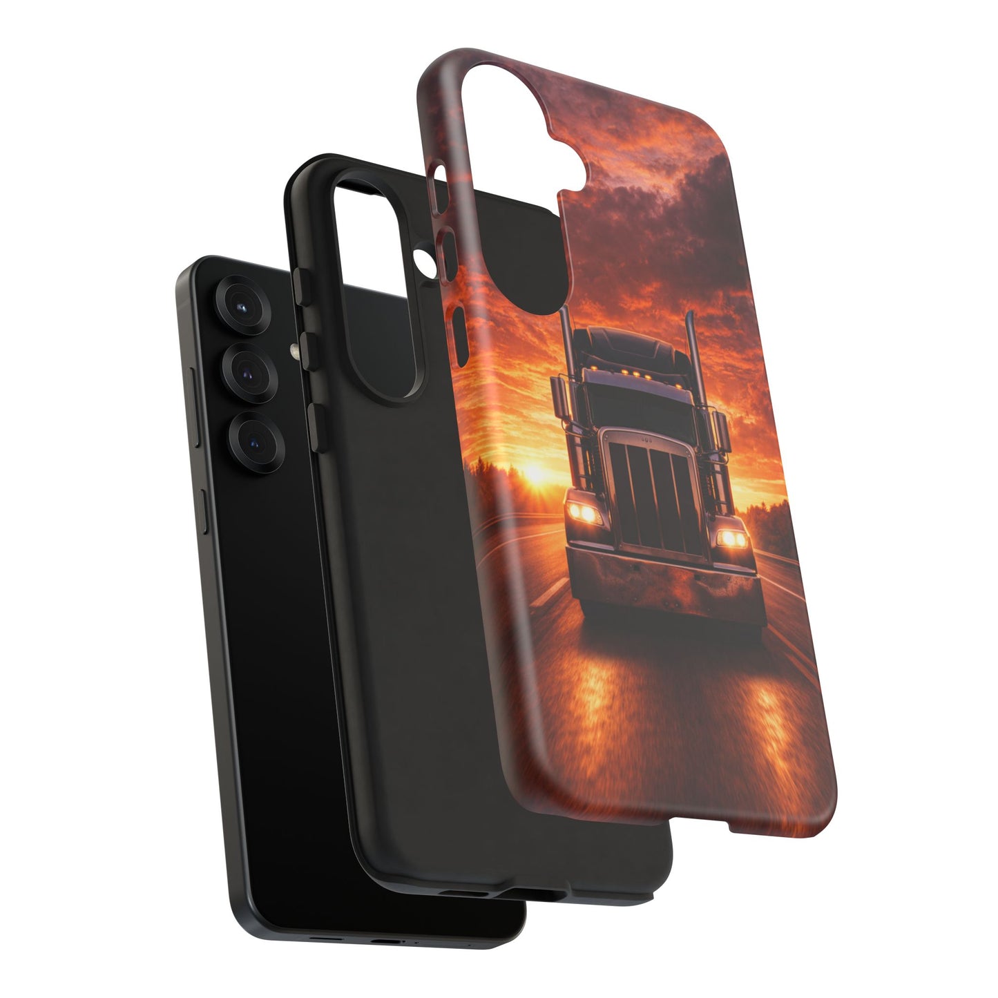 Big Rig Truck Phone Case Sunset Highway Semi Truck iPhone Samsung Cover