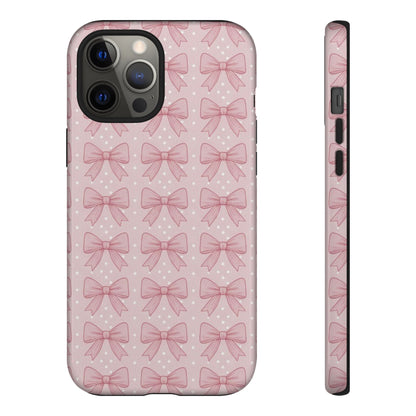 Pink Bow Pattern Phone Case – Soft Coquette Aesthetic Tough Case