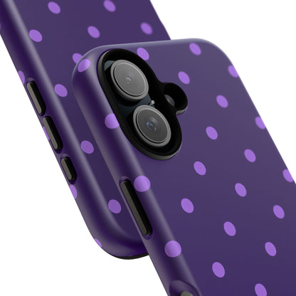 Purple Polka Dot Tough Phone Case – Cute Stylish Durable Protective Cover for Iphone, Samsung Galaxy and Pixel