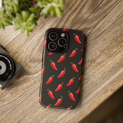Spicy Chili Pepper Phone Case – Black Cute Hot Pepper Tough Cover for Iphone, Samsung Galaxy and Pixel