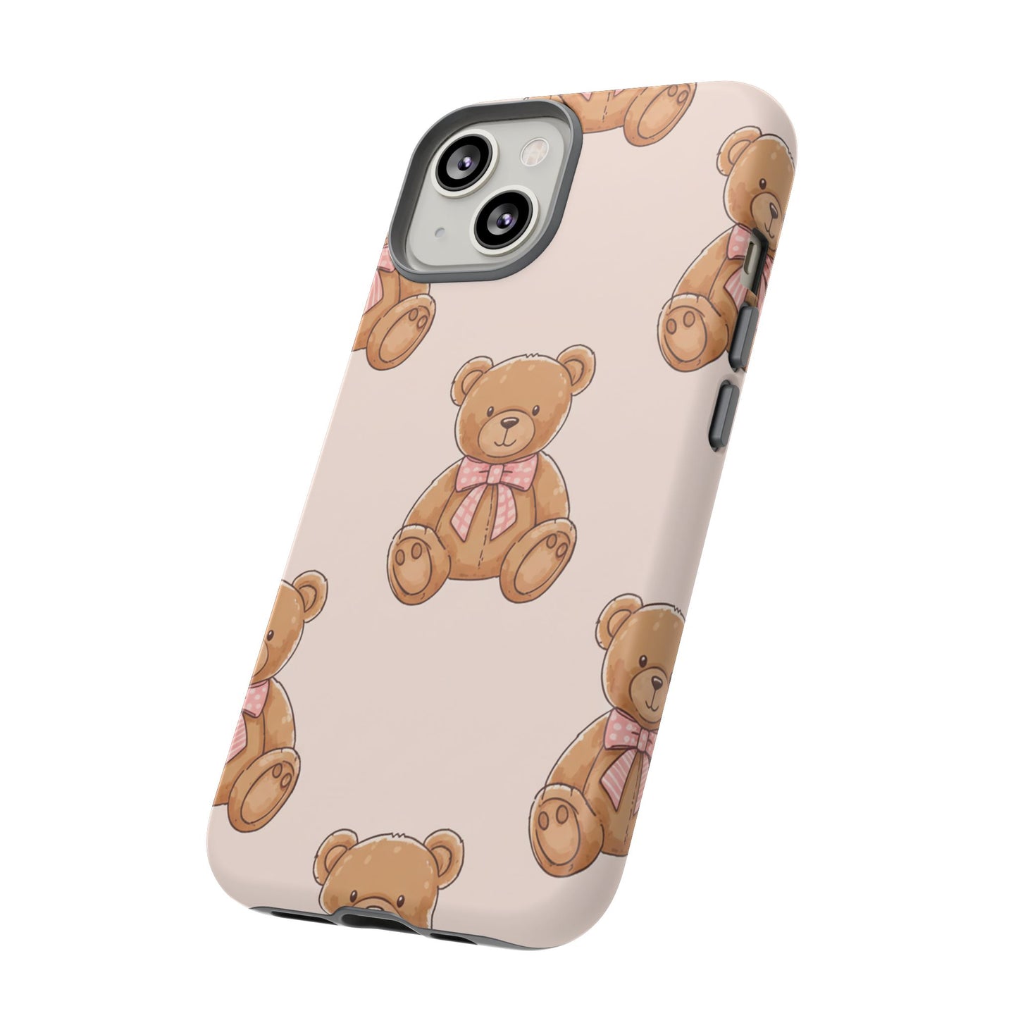 Teddy Bear Phone Case | Cute Coquette Aesthetic Pink Bear Pattern Case | Kawaii Soft Girl iPhone & Samsung Tough Protective Case