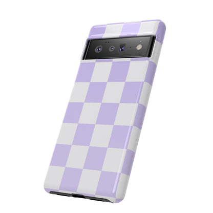 Lavender Checkerboard Phone Case | Pastel Aesthetic Checkered iPhone & Samsung Tough Case